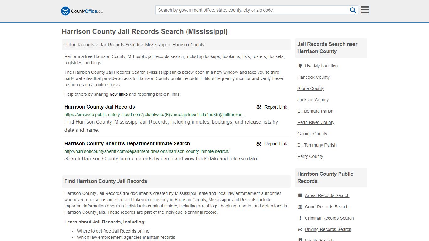 Harrison County Jail Records Search (Mississippi)