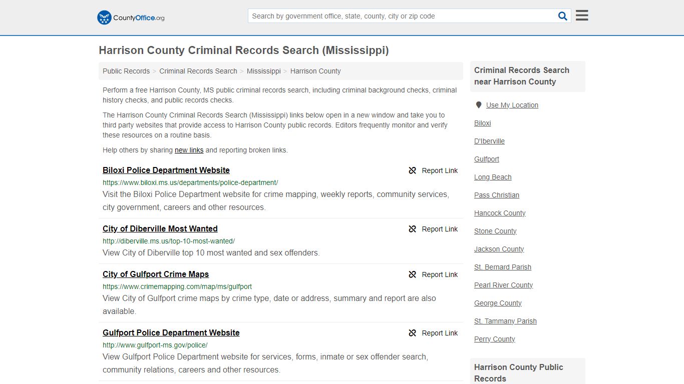 Harrison County Criminal Records Search (Mississippi)