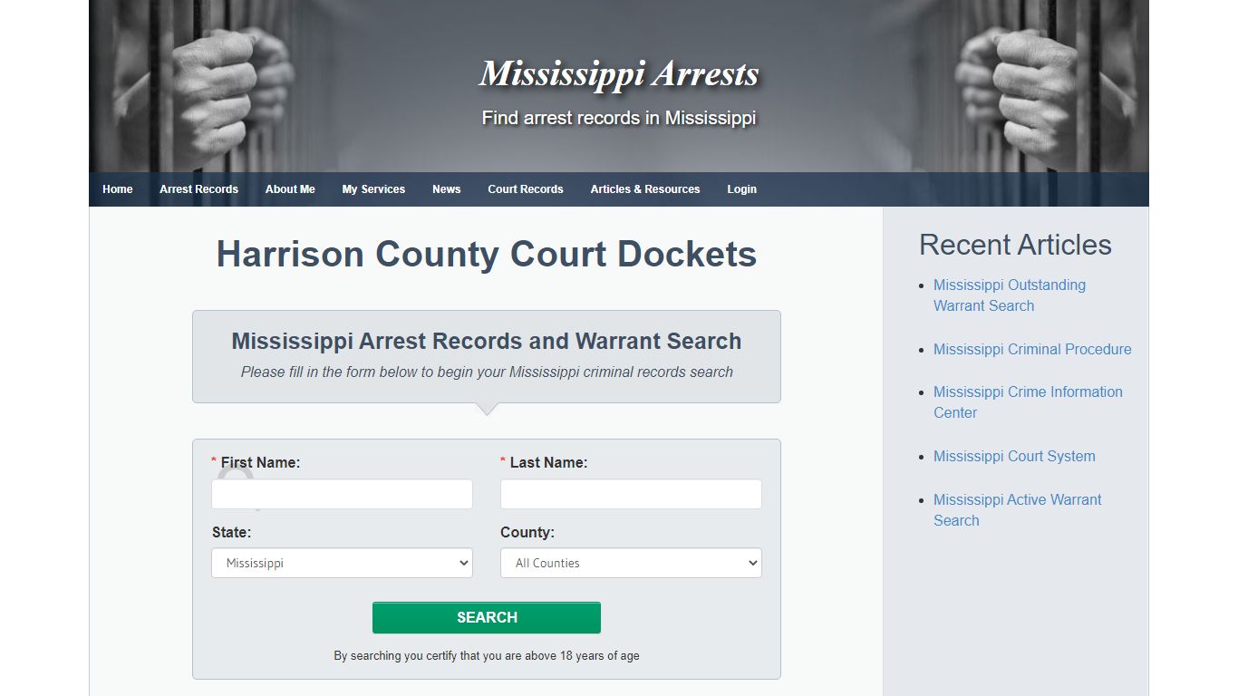 Harrison County Court Dockets - Mississippi Arrests